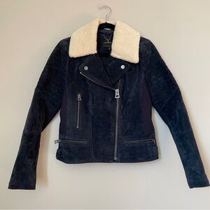 Lucky Brand Suede Moto with Sherpa Collar